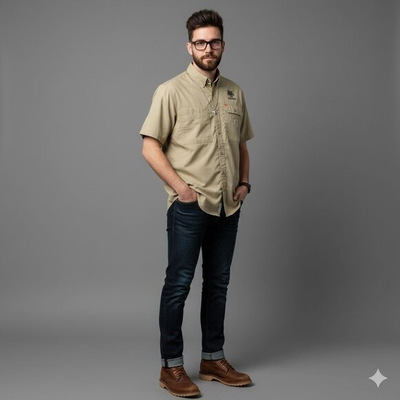 Carharrt FORCE Relaxed Fit Short Sleeve Button Front Collared Shirt Men's Medium - Picture 4 of 14